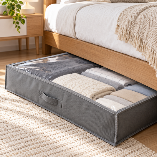 Foldable Under-Bed Storage Organizer with Clear Window and Handles - view 3