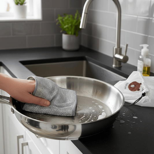 Combo Deal – 2 Pcs Metal Wire Cleaning Cloths with 1 Bear Design Food Cover Packet - Smartify Zone