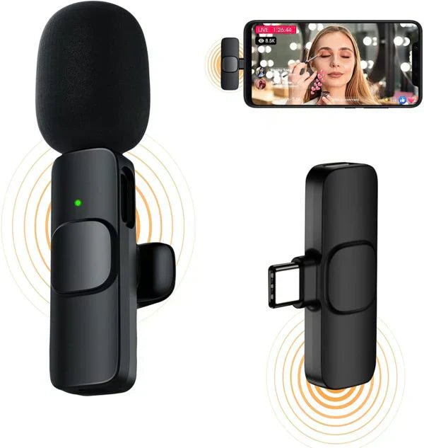K8 Wireless Lapel Microphone – Type-C, Noise Reduction, 20m Range - Smartify Zone