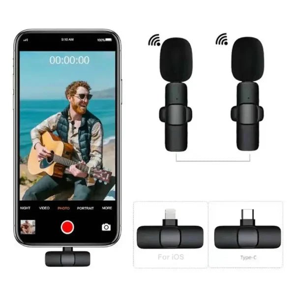K8 Wireless Lapel Microphone – Type-C, Noise Reduction, 20m Range - Smartify Zone