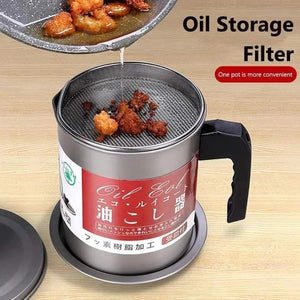 Oil Filter Pot 1.4L – Kitchen Oil Strainer & Storage Container - Smartify Zone