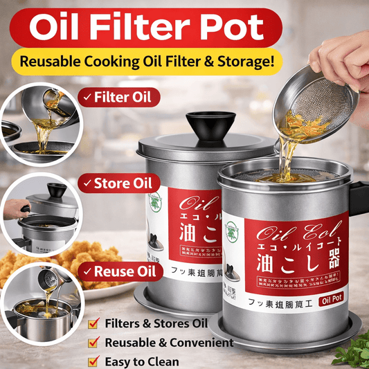 Oil Filter Pot 1.4L – Kitchen Oil Strainer & Storage Container - Smartify Zone