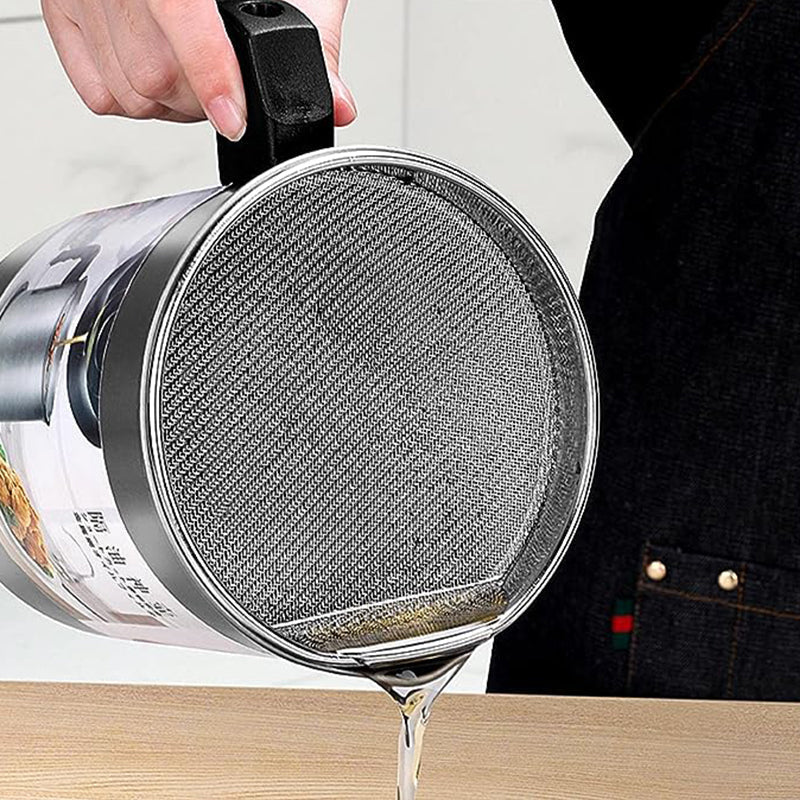 Oil Fryer Pot with Strainer & Lid – Food Grade Cooking Oil Filter - Smartify Zone