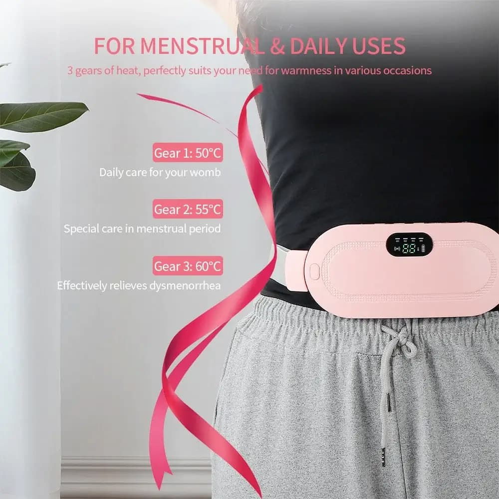 Period Pain Relief Belt – Heated Massage Belt, 3 Heat Levels & 4 Modes - Smartify Zone