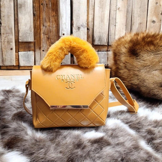 Quilted Chain Handbag with Faux Fur Handle – 3 Colours - Smartify Zone