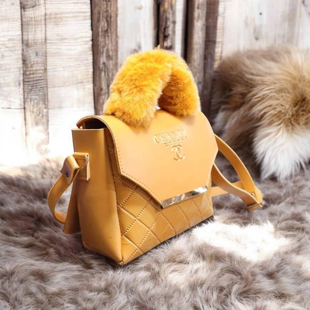 Quilted Chain Handbag with Faux Fur Handle – 3 Colours - Smartify Zone