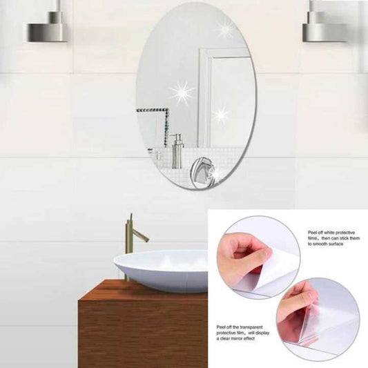 Self Adhesive Acrylic Non Glass Mirror Wall Sticker Oval Shape - Smartify Zone