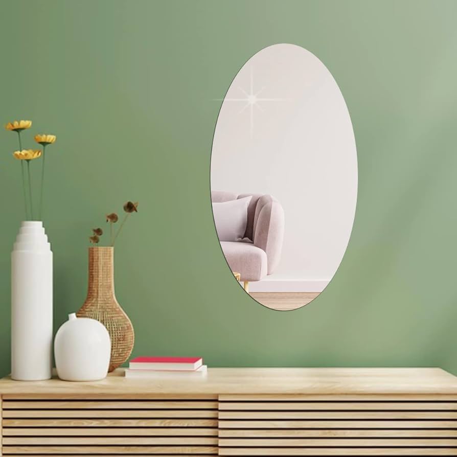 Self Adhesive Acrylic Non Glass Mirror Wall Sticker Oval Shape - Smartify Zone