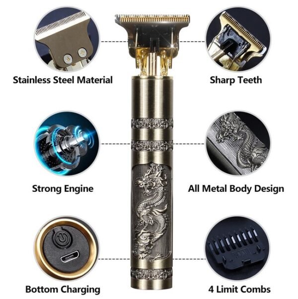 Vintage T9 Hair & Beard Trimmer – Zero Gap Titanium Blade, USB-C - Smartify Zone