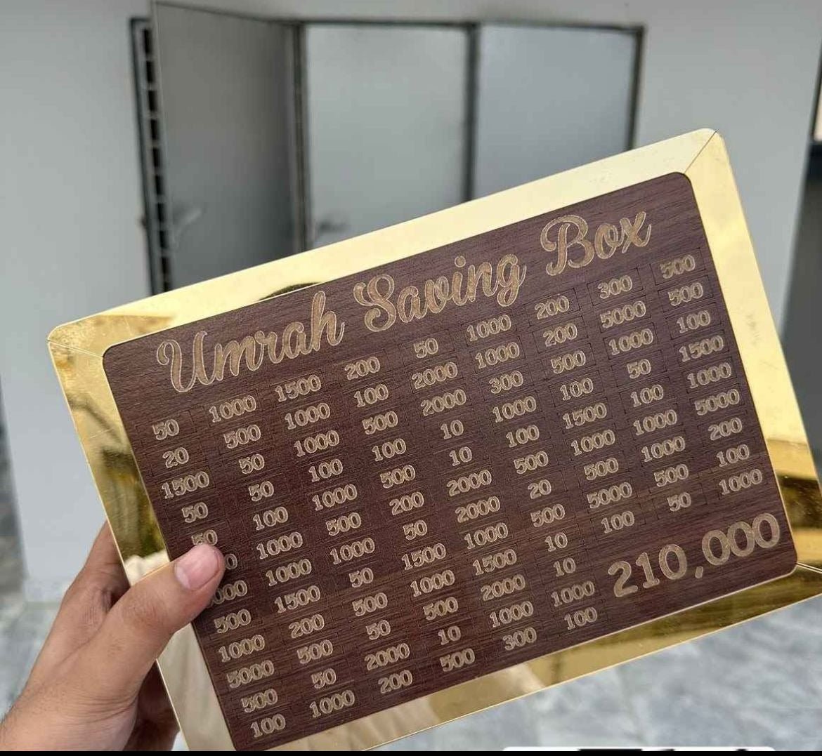 Wooden Umrah Saving Box – Premium 210,000 Goal Money Box - Smartify Zone