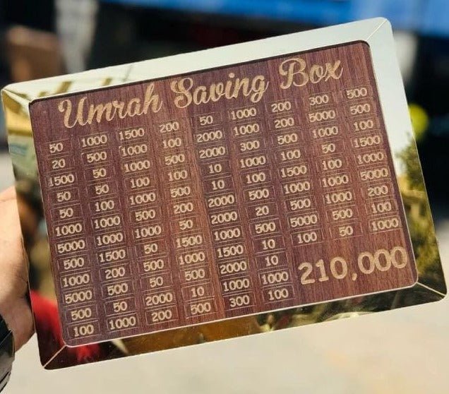 Wooden Umrah Saving Box – Premium 210,000 Goal Money Box - Smartify Zone