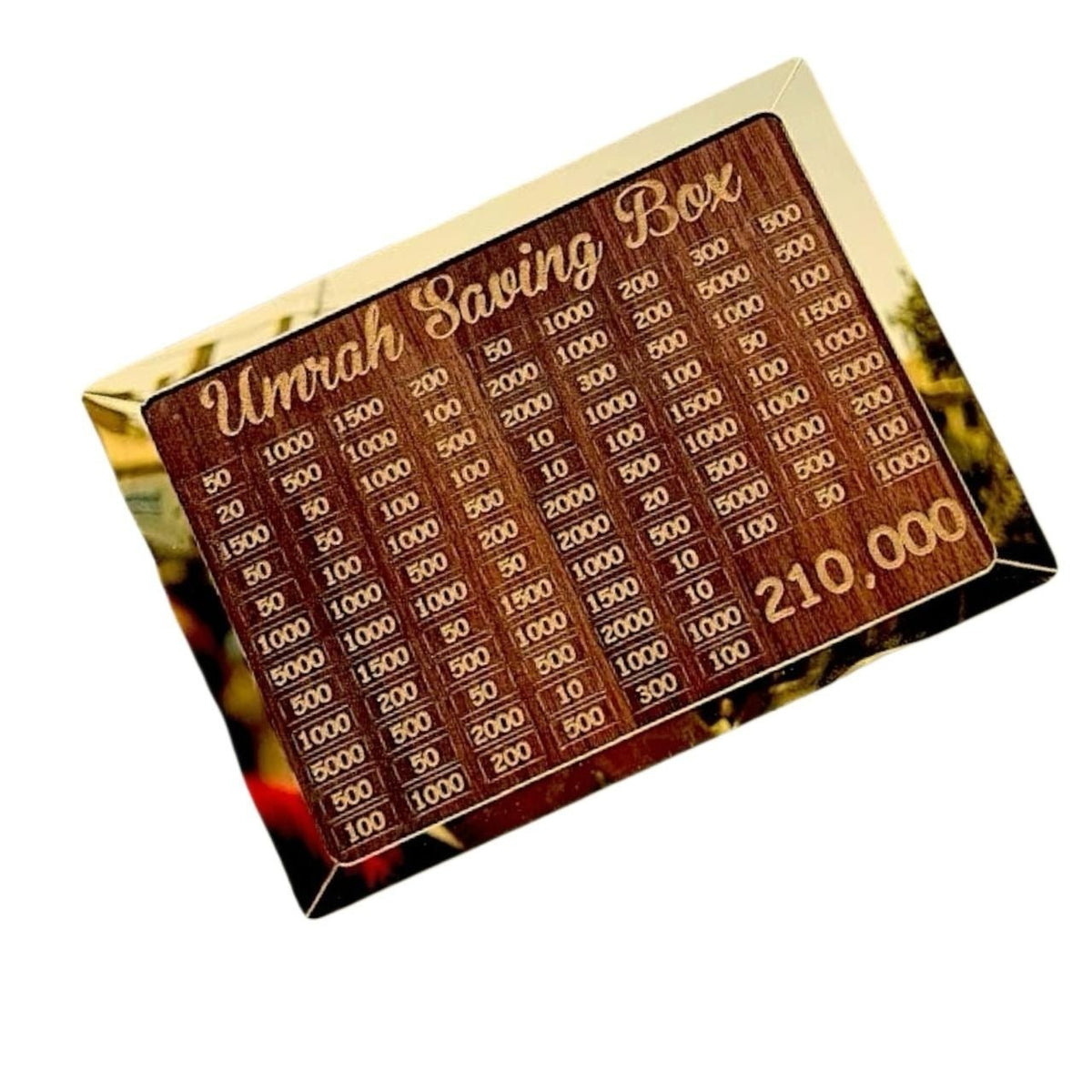 Wooden Umrah Saving Box – Premium 210,000 Goal Money Box - Smartify Zone